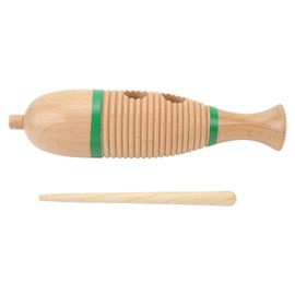Fish Shaped Guiro Wooden Latin Percussion Musical Instruments with Rhythm Stick L for Kindergarten