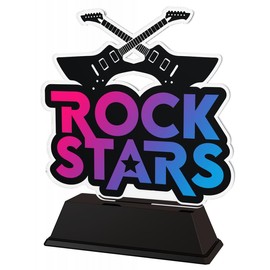 Trophy Monster Rock Stars Guitar Trophy Size 165mm | for Times Tables Schools | Made from Printed Acrylic