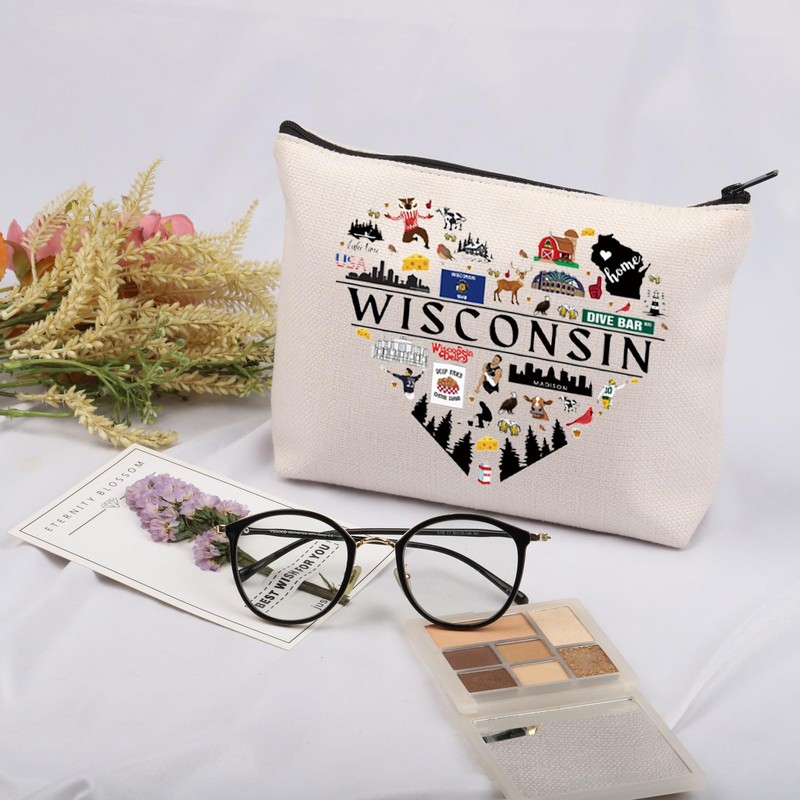 Wisconsin Gift Wisconsin State Cosmetic Bag Wisconsin Lover Gift for