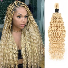 Human Braiding Hair For Boho Braids Human Hair Water Wave Bundles Bulk Human Hair For Braiding Curly Human Hair For Boho Knotless Braids Human Hair For Braiding 2 Bundles Per Pack 100g (#613) 20inch