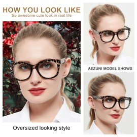 AEZUNI Oversized Reading Glasses Women Large Readers 0 1.0 1.25 1.5 1.75 2.0 2.25 2.5 2.75 3.0 3.5 4.0 5.0 6.0(Leopard,200)