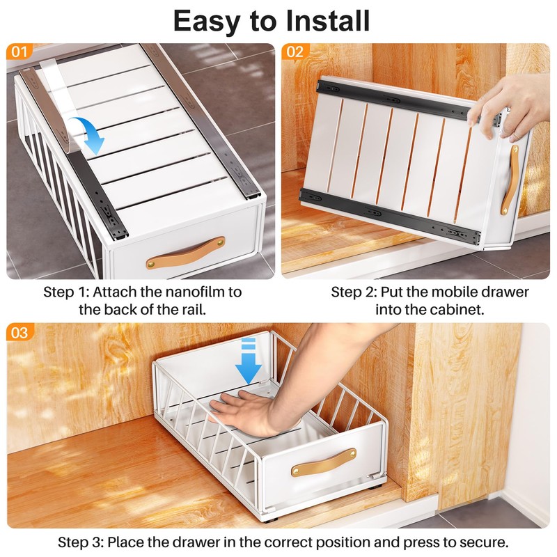 Pull out Cabinet Organizer Fixed with Adhesive Nano Film,Heavy Duty