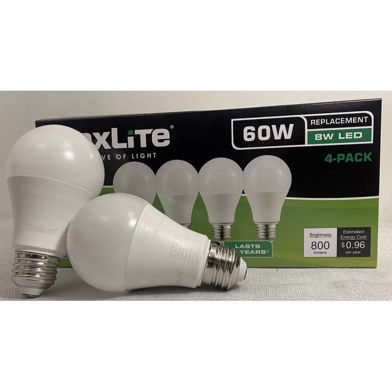 MaxLite 4-Pack Maxlite Dimmable LED 8W Soft White Light Bulb