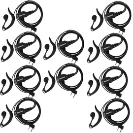 Retevis Walkie Talkie Earpiece with Mic,Volume Adjust,G Shape, for RT22 RT68 RT21 H-777 H-777S RT86,Compatible with Baofeng UV-5R 888S pxton Kenwood Two Way Radios,2 Way Radio Earpiece 2 Pin(10 Pack)