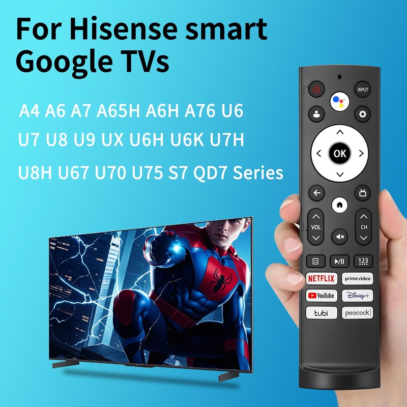 Replacement Remote Control for Hisense Smart Google TV，for Hisense Android/Google
