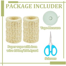 WEBEEDY Easter Basket Making Kit Beige Basket Weaving Kit for Beginners Adults, with Paper Wrapped Iron Wire and Tape Measure Rope Coil, for Storage, Flower Basket, Home Decor Mother's Day Gift
