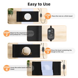 Bread Proofer Warming Mat - Sourdough Warming Mat Sourdough Dough Proofer for Fermenting with Thermostat Control Adjustable Temperature 59°F - 140°F (Oblong)