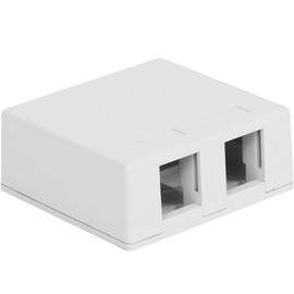 ICC 2 Port Surface Mount Box in White, Works with Slim and Wide Profile Keystone Jacks (Sold Separately), Compact Outlet for Voice and Data Connections, UL Listed TAA Compliant, IC107SB2WH
