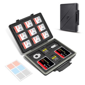 45 Slots Memory Card Case for 30 Micro SD,9 SD,2 XQD/CF-EXP. Type-B,2 CF-EXP. Type-A,2 CF Cards with Labels,Water-Resistant Anti-Shock Anti-Dust,SD Micro SD CF XQD CFexpress Type A Card Holder
