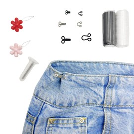 HIQRT 106PCS Pants Waist Tightener for Jean, Adjustable Waist Buckle Set, Pants Buttons Clips for Pants, Jeans, Skirts (48sets)