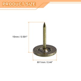 sourcing map Upholstery Tacks Nail Pins Furniture, 150Pcs 11x15mm Thumb Tack Pins Assortment Kit Carbon steel for Home Sofa DIY Decorative Nail Heads Nails, Green Bronze