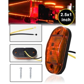 UNXMRFF 12-Pack 2.5 inch LED Trailer Lights Kit Front Rear Side Marker Clearance Indicators Light Lamp Amber + Red DC12-24V Waterproof Universal for RV Camper Truck Van Caravan Boat