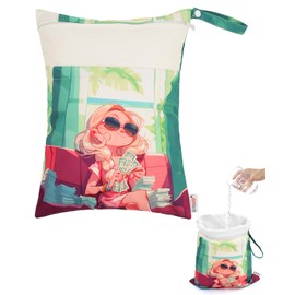 ALVABABY Superior Waterproof Wet Dry Bags,Reusable Two Zippered Pockets, Baby Cloth Diaper Wet Bags,Travel,Beach,Pool,Daycare,Soiled Baby Items,Yoga Gym Bag,Wet Bag for Swimsuit LWD48