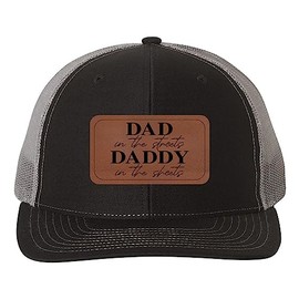Dad in the street Daddy in the sheets Hat, Daddy Vegan Leather Patch Cap, Richardson 112, Daddy to be Gift, Gifts for Him, Father's Day Gift, Richardson Hat, Richardson Cap, Black Charcoal