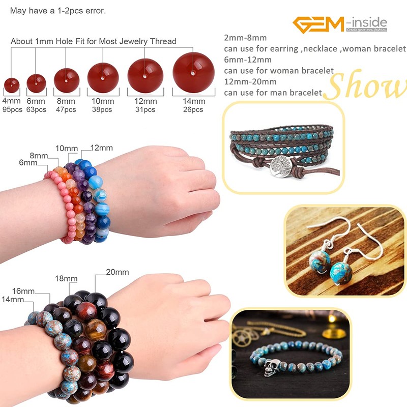 GEM-inside 8mm Round Smooth Dyed Blue Sea Sediment Jasper Jewelry