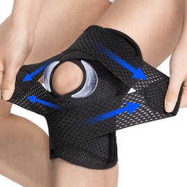 ZEAMO Knee Support with Patella Gel Pads for Men and Women, Knee Support with Stabilisers & Velcro Closure for Meniscus Osteoarthritis, Knee Wraps Sports Black, 3XL
