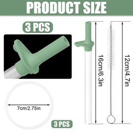 3pcs Replacement Straws with Bite Valve for Zak Designs Kelso Kids 15oz, BPA Free Reliable Straw Cup Accessories with Zak Designs and Reusable Gaskets Brush for Water Bottles (Light Green)