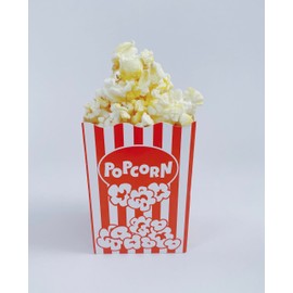 A Little Extra Co 100 Pack Mini Popcorn Box Disposable Container, 4 Inches tall, Cardboard Red and White Striped design, Parties, Movie Night, Snack, Mini box (Red and White with logo)