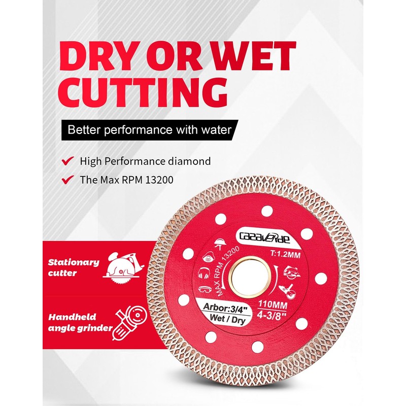 Casaverde 4-3/8" Tile Blade with 3/4" Arbor,Wet or Dry Cutting