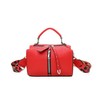 Women's Multi Zipper Trendy Handbag Wide Strap Shopper PU Leather