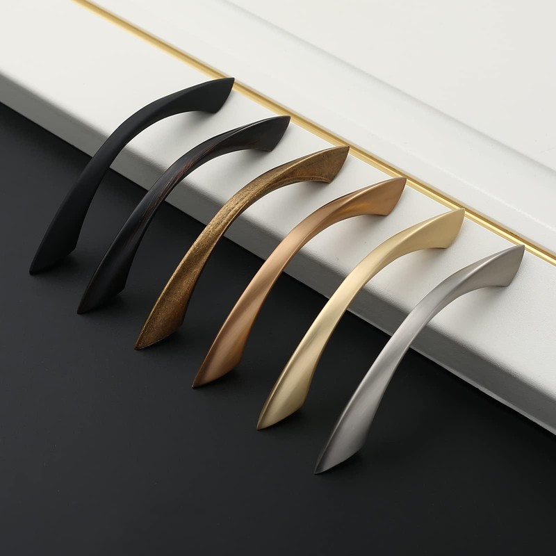 Amerdeco 10 Pack Brushed Gold Cabinet Pulls 3.75 Inch(96mm) Hole