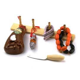 MyTinyWorld Dolls House Miniature Wood Rack With A Selection Of Meats