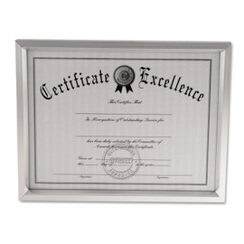 Universal Plastic Document Frame, for 8-1/2" x 11", Easel Back, Metallic Silver (76853)