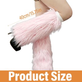 KGDUYC Leg warmers for women, furry, leg warmers, furry costume, leg warmers y2k, for boots, leg warmers, faux fur boot covers, long plush leg covers, 40 cm (pink), multicoloured