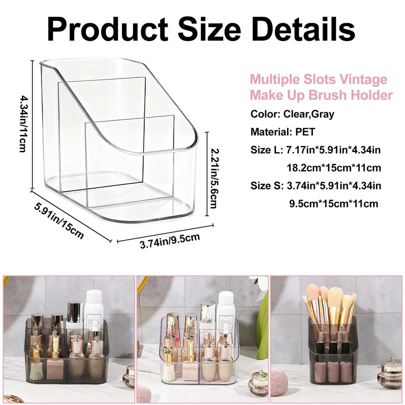 DASITON 3 Slots Makeup Brush Holder, Acrylic Make Up Brush