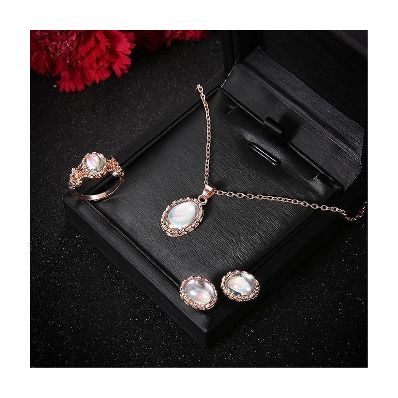 FDEETY Jewellery Sets for Women Drop Pendant Necklace Ring Earring