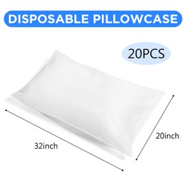 Oudain Disposable Pillow Cases, 20 Count, White, 32 x 20 Inches, Non Woven Fabric