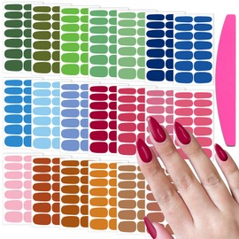 SILPECWEE Nail Polish Strips (20 Sheets, Bright Color), Nail Polish Stickers Full Nail Wraps Self Adhesive Nail Stickers Gel Strips Fingernail Sticker Nails for Women with File