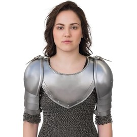 Sangamsteelcraft Medieval Iron Gorget Spaulders Arm Shoulder Set Viking Crusader Pauldrons Armor