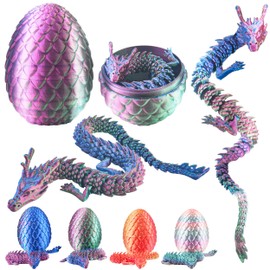 Abitoncc 3D Printed Dragon in Egg 3D Dragon Eggs with Dragon Inside Articulated Dragon Mythical Pieces Dragon Home Office Decor Executive Desk Toys 3D Printed Dragon Egg for Kids Adults(Green)-M