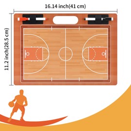 YECCULLO Portable Basketball Tactics Board Coaches Reusable Tactical Whiteboard with Scoreboard,Erasable Surface,PVC Material,Handheld Design,Includes 2 Marker Pens