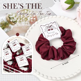 CEELGON Cherry Bachelorette Party Favors Set of 8 Themed Bridesmaid Proposal Gifts Satin Scrunchies Hair Ties Bridal Shower Wedding Favors for Women