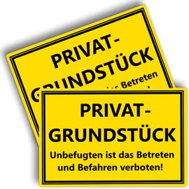 Privatgrundstück Signs (30 x 20 cm - 3 mm Plastic) - Enter und Befahren verboten-Schild Privatgrundstück - Privatweg - Zutritt verboten-Durchgang Privat - Betreten Verboten- Pack of 2 BerpaHome