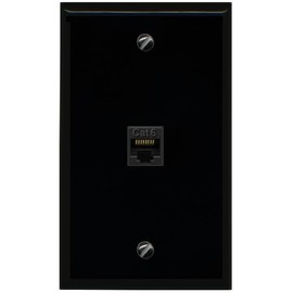 RiteAV Flat 1 Gang 1 Port Cat6 Ethernet Wall Plate - Flat [Black/Black]