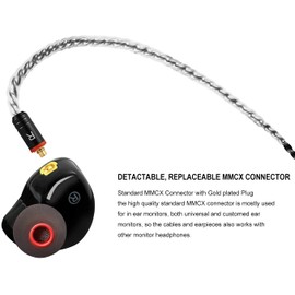 Famedy In Ear Monitors,Wired Earbuds Earphone Dual Drivers Headphone with MMCX Detachable Cables,Noise-Isolating in-ear Monitors for Musicians, Hifi Stereo (Wood Grain, With Mic)