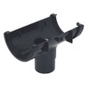 Floplast Black (76mm Running Outlet for 50mm downpipes) Miniflo Guttering
