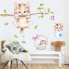 Kiddale Cute Cat Wall Decals,Removable Cat Tree Branches Butterfly Wall
