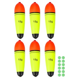 YELARXI Fishing Slip Bobbers, EVA Foam Bobbers Slip Floats with Fish Beads, 0.5 Oz Floatage Fit for Perch Carp Bass Fishing Corks Saltwater Freshwater (6 Pack, Red/Yellow)