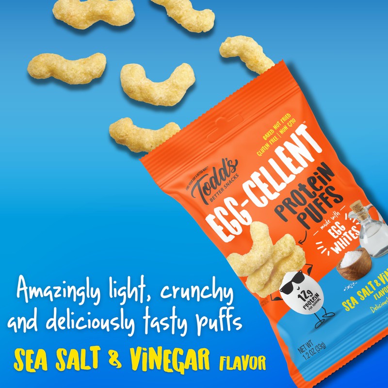 Todd's Better Snacks Egg-Cellent Protein Puffs, Sea Salt & Vinegar,