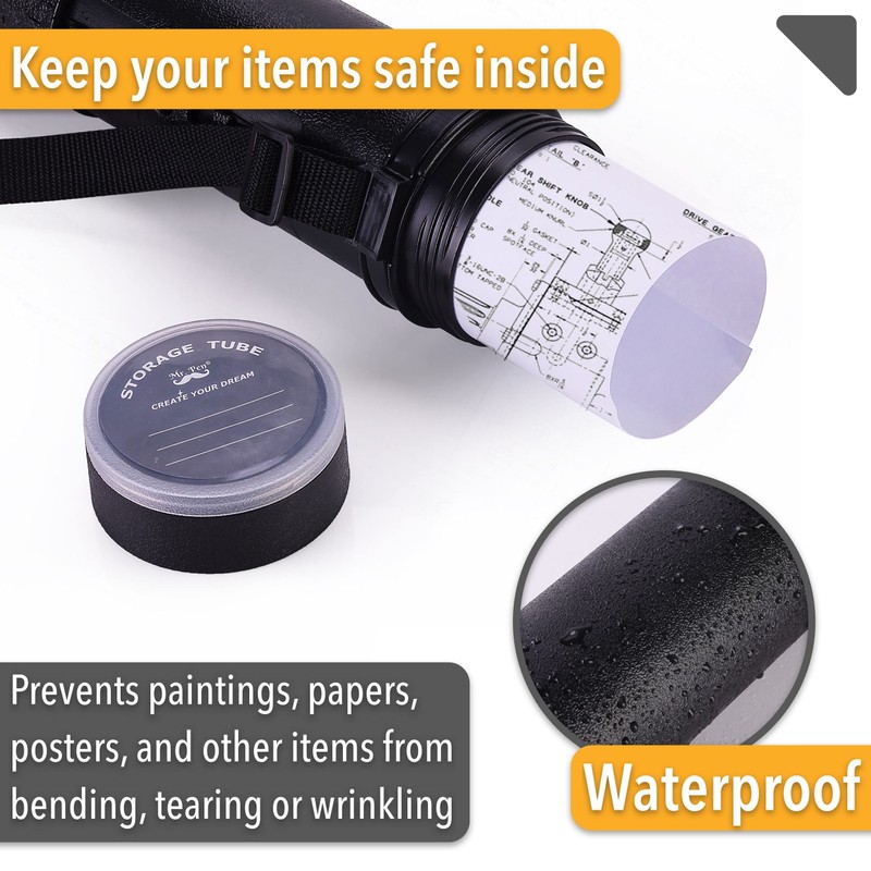 Mr. Pen- Poster Storage Tube with Strap, 25"-40" Extendable for