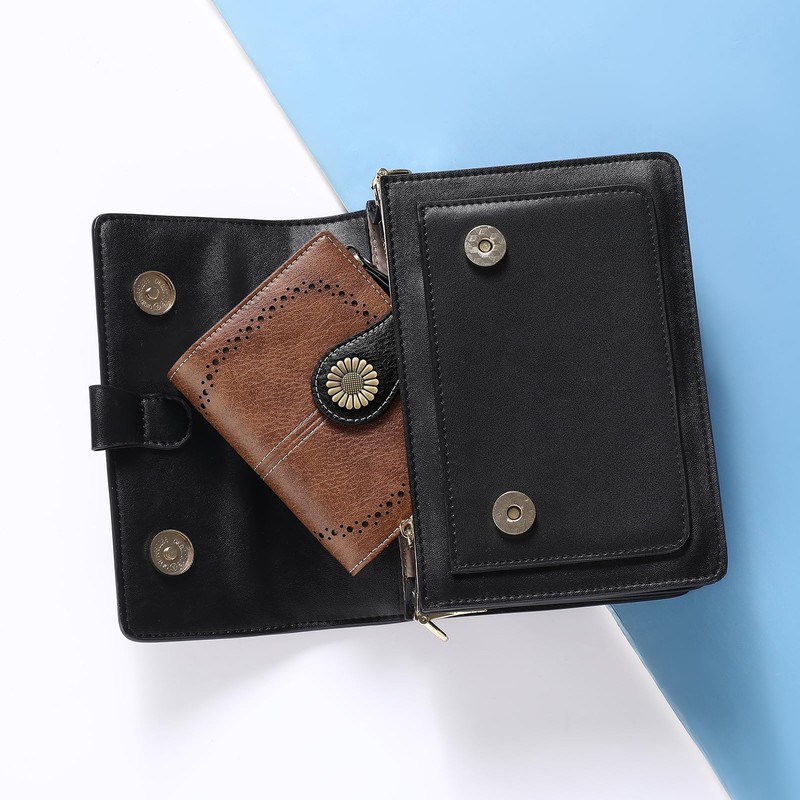 SENDEFN Small Womens Wallet Leather Bifold Card Holder RFID Blocking