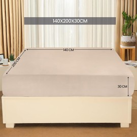 Utopia Bedding Fitted Sheet, Brushed Microfibre, up to 30 cm, OEKO-TEX Standard 100, 140 x 200 cm, Beige