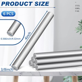 Sadnyy 6 Pieces 3/8 x 4 Inch Stainless Steel Dowel Pins Shelf Brackets Pegs Hardware Pins for Accurate Alignment Metal Bunk Bed Replacement Hardware for DIY Shelving Supports Cabinet Sections