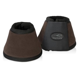 Equinate Fargo Boots with Suede Covered XL Brown - Robust and Shock Absorbing Bell Boots - Hoof Protection for Training and Tournaments - Set of 2
