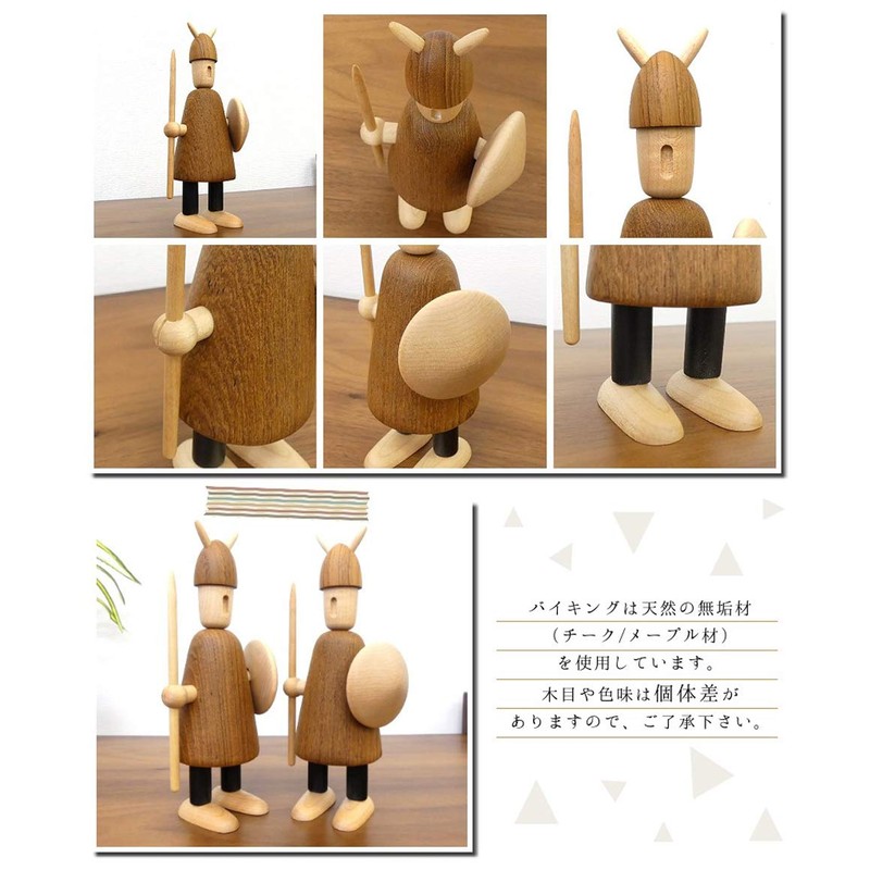 Viking Viking Viking Doll Figurine Scandinavian Style Wood Design (Natural