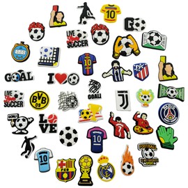 AYSYR 40 Pcs Football Charms for Croc,PVC Charms Football for Croc,Cartoon Soccer Charm Boys,Charm for Kids Adults Women Men,for Bracelet Wristband Bag Shoes Decorations